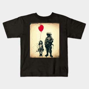 Peace and freedom, girl with red baloon Kids T-Shirt